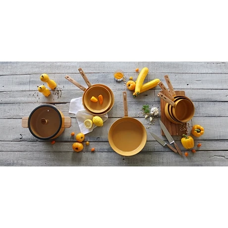 Casserole Ector Induction Aluminium Revêtu Manche En Bois 16 Cm Jaune 5 Casserole Ector Induction Aluminium Revêtu Manche En Bois 16 Cm Jaune – Image 5