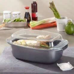 Produits populaires -Casserole & Saveurs Magasin 10838 1 2 Cocotte rectangulaire et couvercle revetement Dur comme la pierre 32 cm Mathon