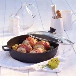 Faitout Fonte Avec Couvercle En Verre 36 Cm Noir 5 Faitout Fonte Avec Couvercle En Verre 36 Cm Noir -Casserole & Saveurs Magasin 11624 2 2 Faitout fonte avec couvercle en verre 36 cm noir Lacor