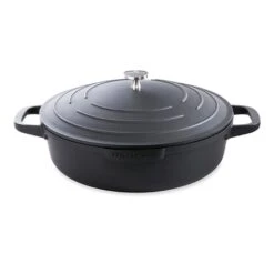 Produits populaires 12 Cocotte Légère Basse Ronde En Fonte D'aluminium 28 Cm 4,1 L Coloris Noir