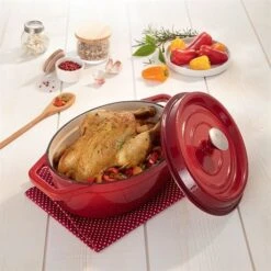 Cocotte En Fonte Ovale 29 Cm 4 L Rouge -Casserole & Saveurs Magasin 213176 2 7 Cocotte en fonte ovale 29 cm 4 L rouge Mathon