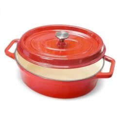 Cocotte En Fonte Ovale 33 Cm 6 L Rouge 7 Cocotte En Fonte Ovale 33 Cm 6 L Rouge -Casserole & Saveurs Magasin 213222 3 9 Cocotte en fonte ovale 33 cm 6 L rouge Mathon