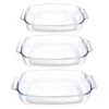 Set De 3 Plats à Four Rectangulaires En Verre Borosilicate