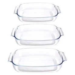 Set De 3 Plats à Four Rectangulaires En Verre Borosilicate