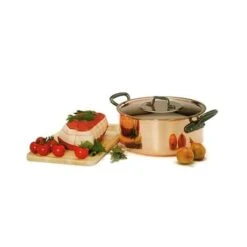 Devant -Casserole & Saveurs Magasin 26305 1 2 Faitout avec couvercle en cuivre massif 24 cm Baumalu