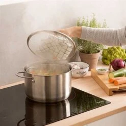 Faitout Inox 24 Cm Avec Panier Passoire Rotatif Et Couvercle En Verre 6,7 L -Casserole & Saveurs Magasin 273095 3 4 Faitout inox 24 cm avec panier passoire rotatif et couvercle en verre 6 7 L Mathon