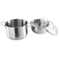 Faitout Inox 24 Cm Avec Panier Passoire Rotatif Et Couvercle En Verre 6,7 L -Casserole & Saveurs Magasin 273095 4 4 Faitout inox 24 cm avec panier passoire rotatif et couvercle en verre 6 7 L Mathon