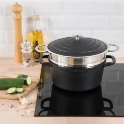 Lot Cocotte Légère Ronde Fonte Aluminium 24 Cm 4,5 L Et Panier Vapeur Multidiamètre -Casserole & Saveurs Magasin 279166 2 5 Lot cocotte legere ronde fonte aluminium 24 cm 4 5 L et panier vapeur multidiametre Mathon