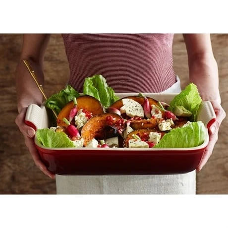 Devant -Casserole & Saveurs Magasin 301013 3 1 Plat rectangulaire ceramique 19 cm Cerise Le Creuset