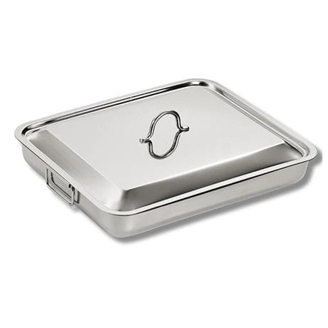 Plat à Four En Inox Avec Couvercle 35 X 27 Cm 2 Plat à Four En Inox Avec Couvercle 35 X 27 Cm – Image 2